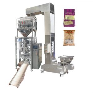 Automatic vertical bag forming filling sealing packaging machine with linear buckets weighing machine