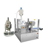 Automatic pre-made bag fill seal packaging with pistion filler for liquid &  paste