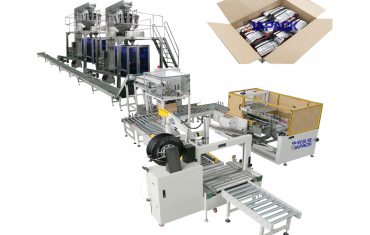 Automatic soft bag forming filling packing conveying and carton packaging line
