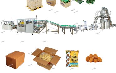 Automatic frozen food bag forming packaging and carton filling line