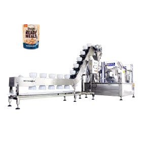 Automatic rotary type pre-made bag packaging machine for solid-liquid mixture product