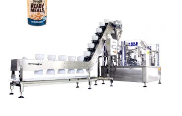 Automatic rotary type pre-made bag packaging machine for solid-liquid mixture product