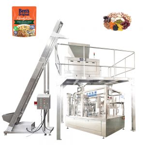Pre-made pouch taking filling packaging machine