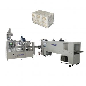 Automatic paper bag taking opening filling gluing sealing and bundling packaging machine